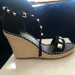 Marc Fisher black studded wedges